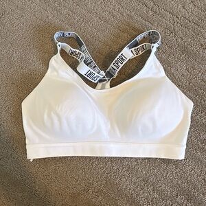 Victoria's Secret White Sports Bra with Logo Straps
